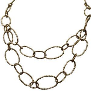 Monet‎ Necklace Double Strand Rope Textured Oval Chain Link 16 "+ 2" Gold-Tone